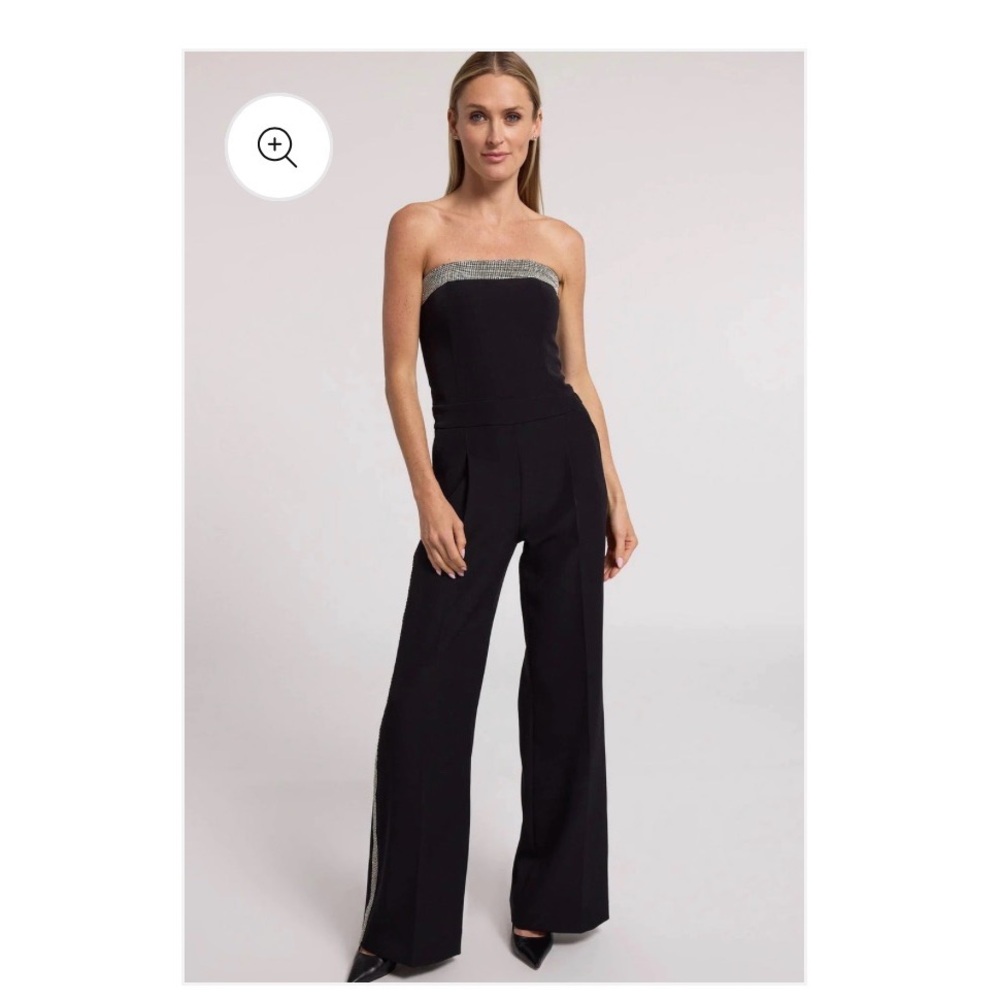 Generation Love Black Strapless Jumpsuit with Silver Sequin Trim